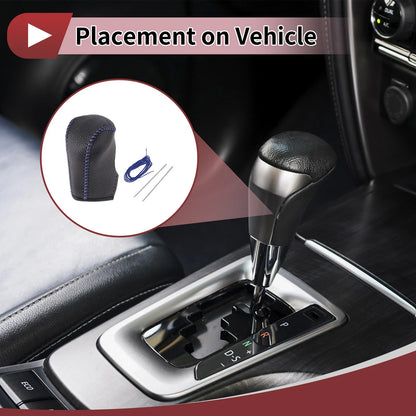 Black Blue Faux Leather Gear Shift Knob Cover for Nissan Murano (2009-2013)