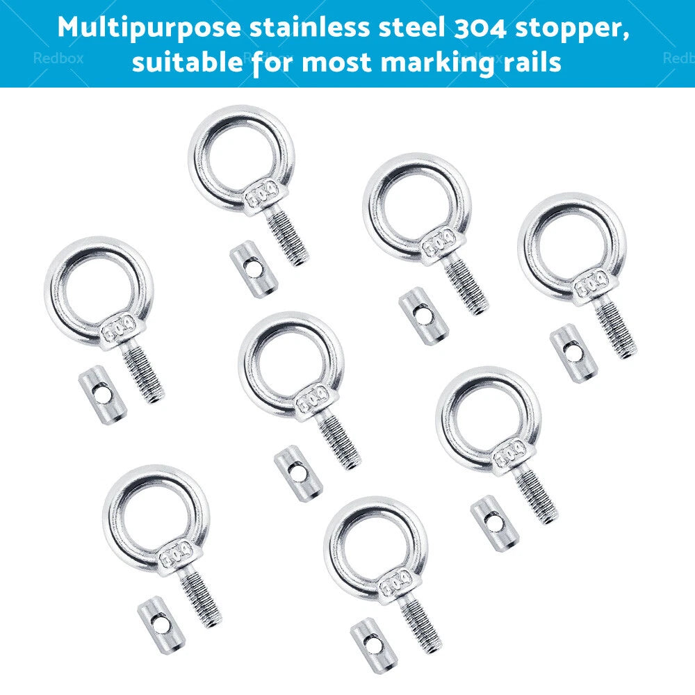 8 x Stainless Steel Awning Rail Stoppers Track Screws for Boat RV Caravan