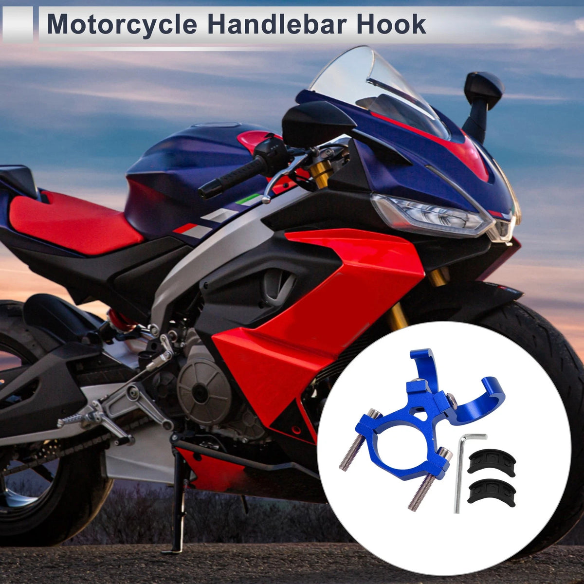 Arc Hanging Hook / Aluminum Alloy / Hexagon Wrench Screw Washer Blue for Motorcycle