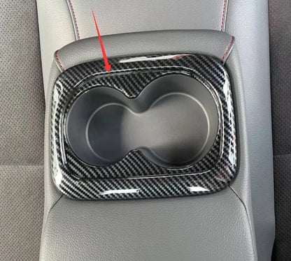 Rear Water Cup Holder Cover Trim for 2022-2023 Honda Civic ABS Carbon Fiber