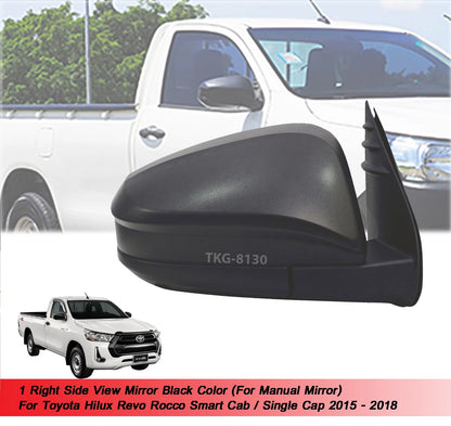 RH Manual Side View Mirror Black for Toyota Hilux Revo (2015-2020)