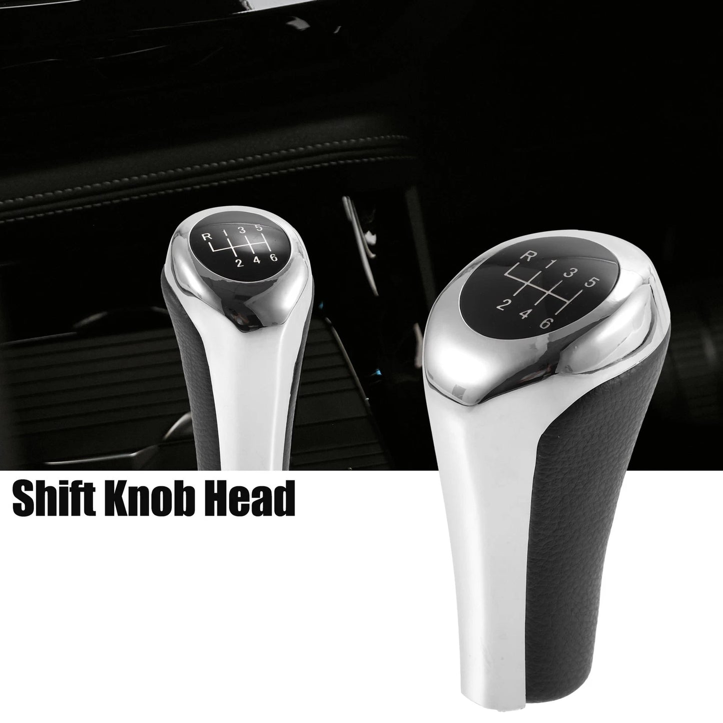 6 Speed Manual Shift Knob for BMW X1 E84 Faux Leather Black Silver Tone (2009-2015)