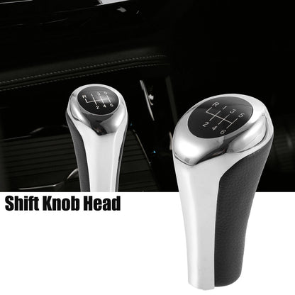 6 Speed Manual Shift Knob for BMW X1 E84 Faux Leather Black Silver Tone (2009-2015)