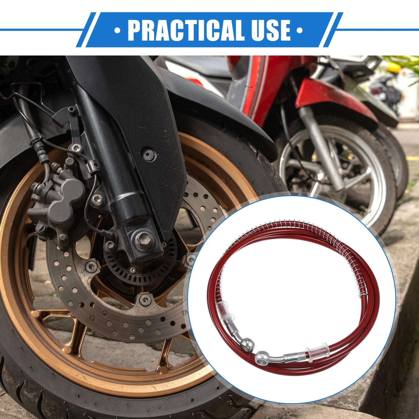 Hydraulic Brake Hose Line Pipeline 175cm 10mm Red for Motorcycle