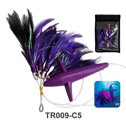 Steel Hook Tuna Lure Feather Trolling Skirt for Boat Big Game Fishing