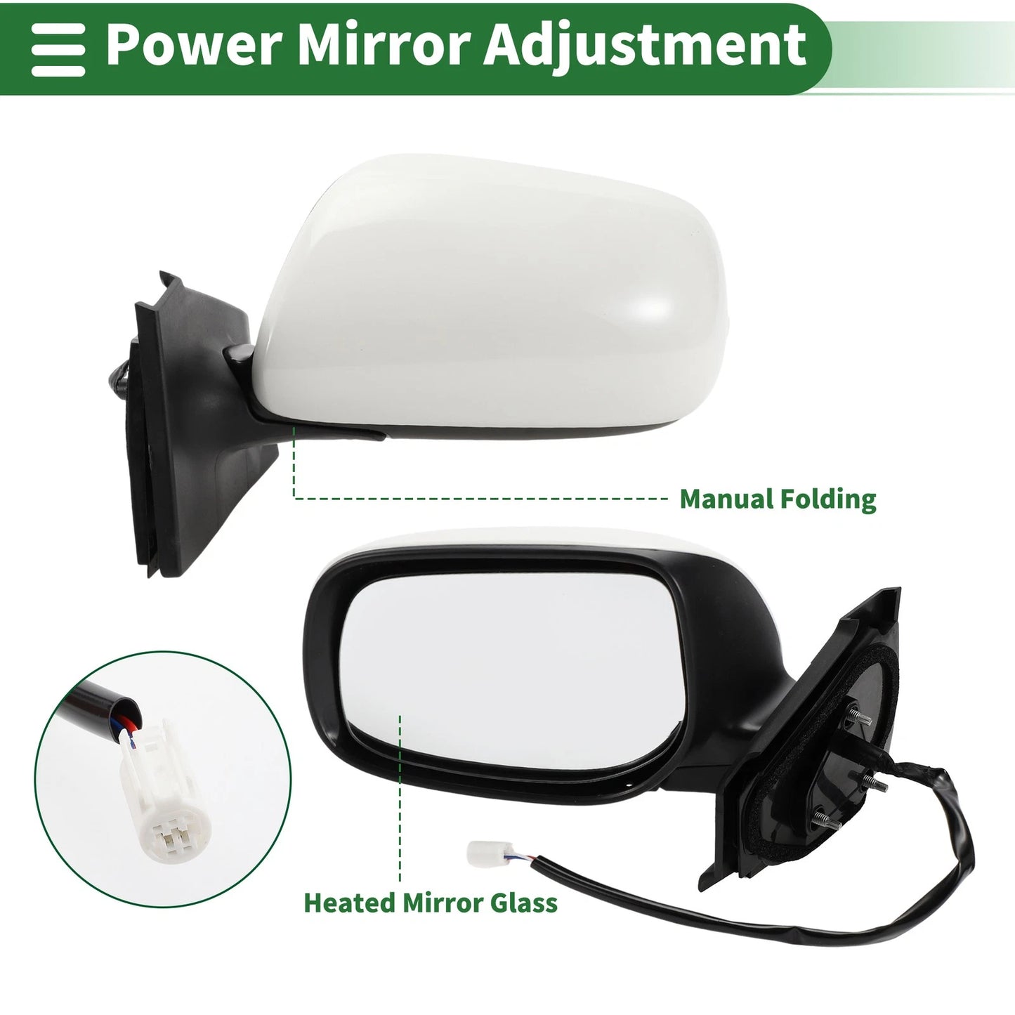 Left Side Door Mirror White for Toyota Yaris Hatchback (2006-2011)