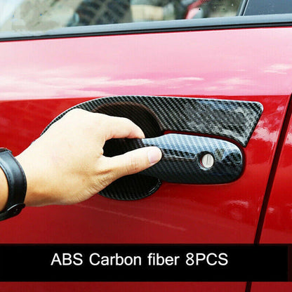 8Pcs Carbon Fiber Door Handle Bowl Cover Trim for Toyota Corolla (2019–2023)