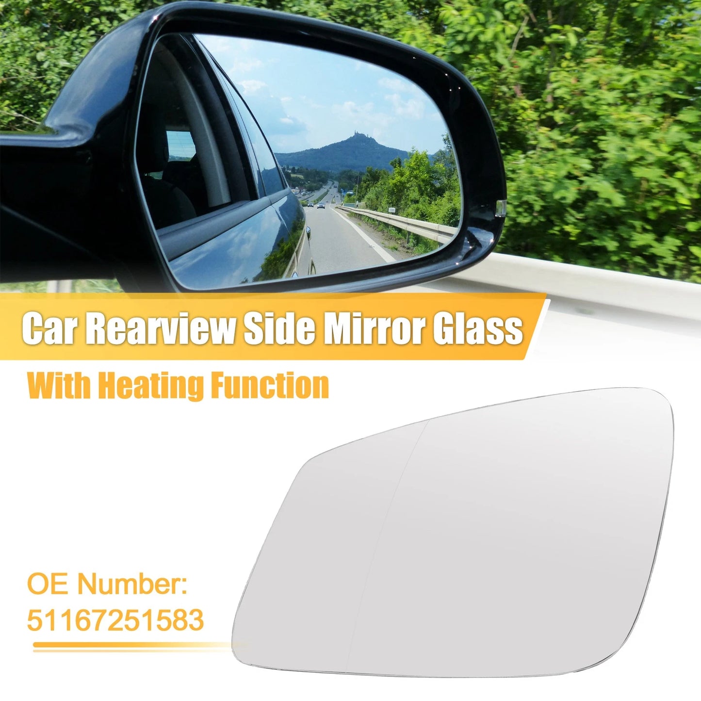 Heated Left Side Rearview Mirror Glass for BMW 5 Series (2001-2010)