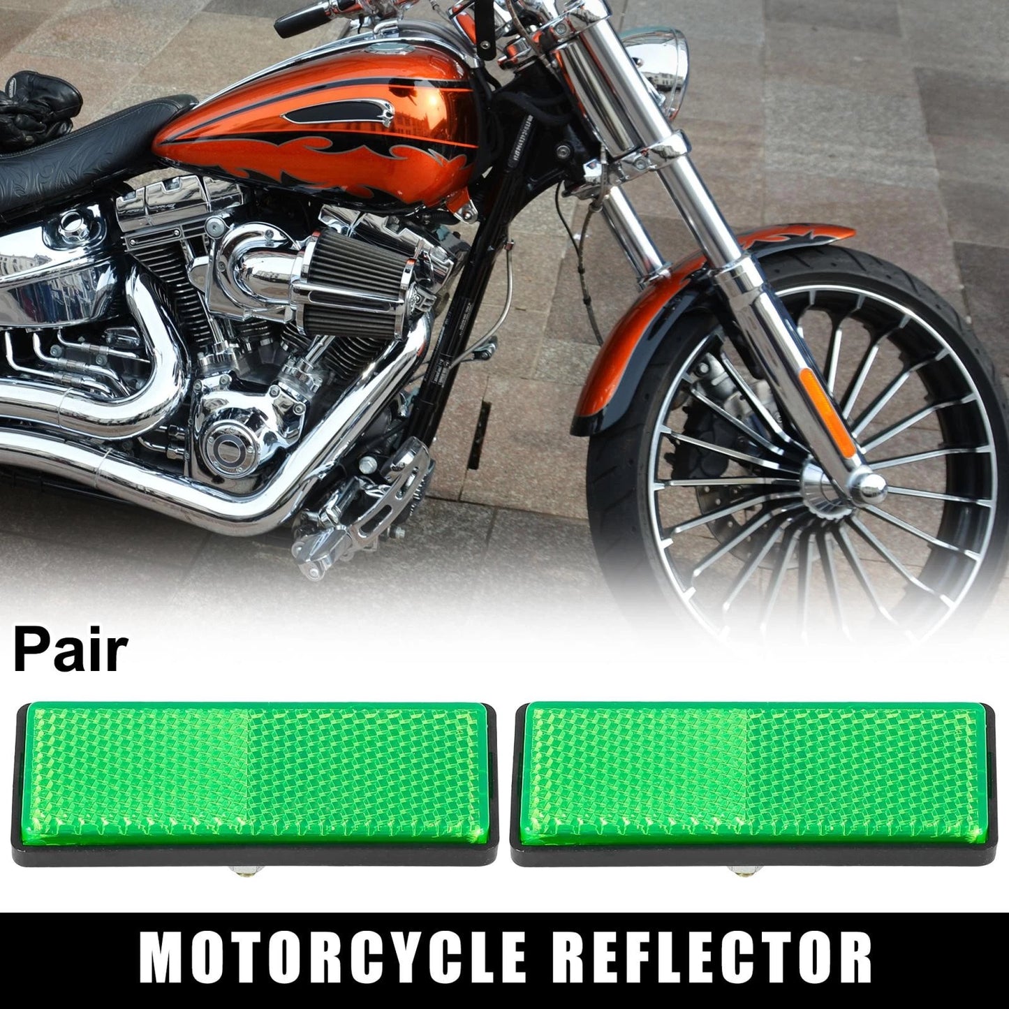 Rectangle Screw Mount Warning Reflector 1 Pair 5mm-6mm for Motorcycle