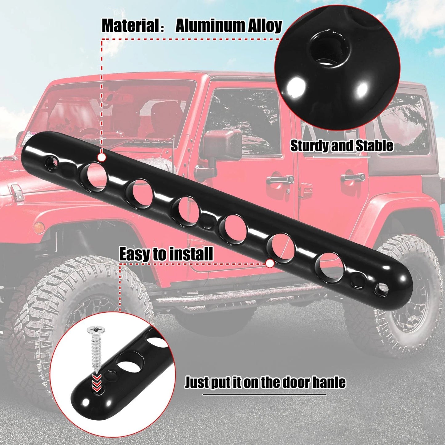 5 Pcs Black Door Handle Trim Covers for Jeep Wrangler JK (2007-2018)