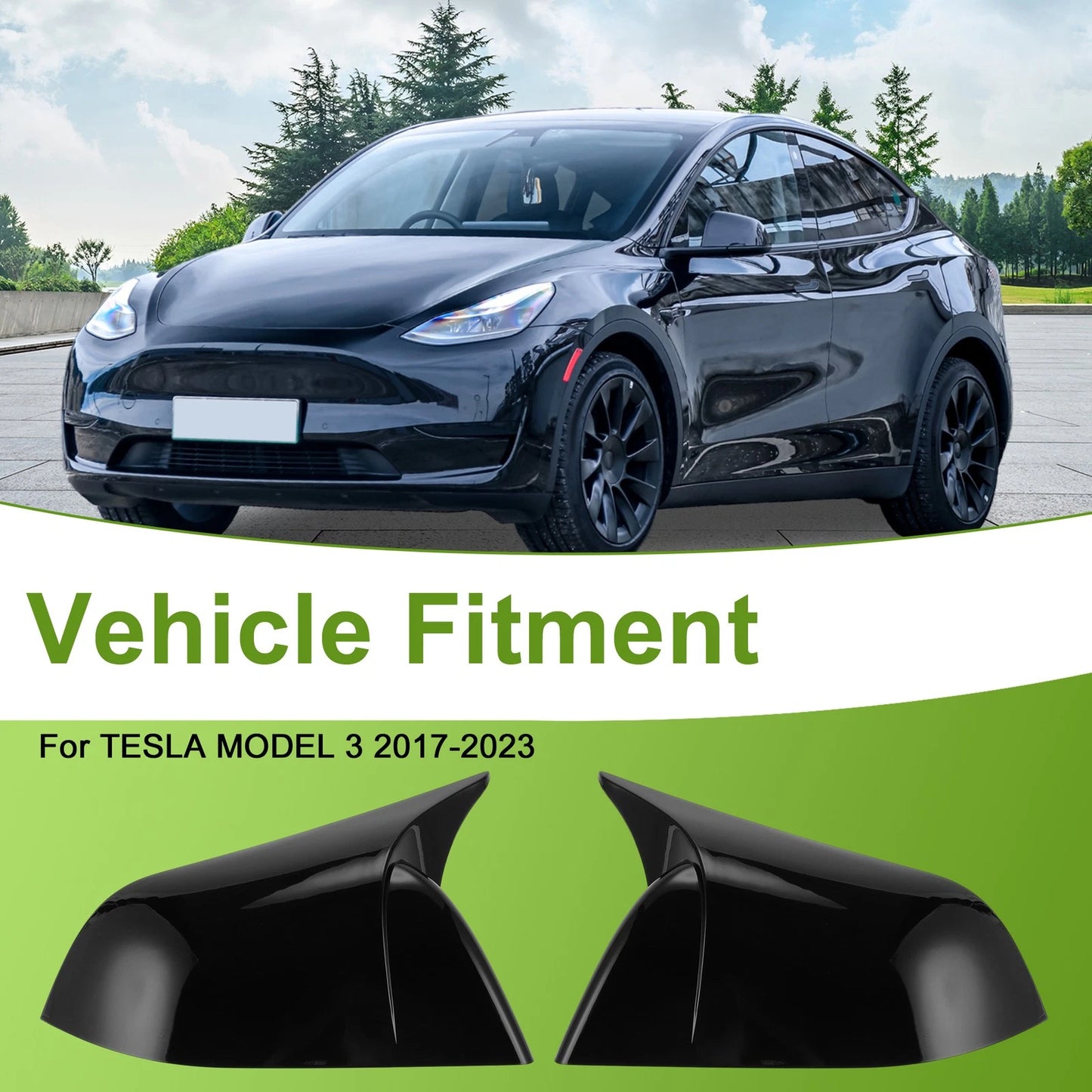 Mirror Cover Caps  Gloss Black for Tesla Model 3 (2017-2023)