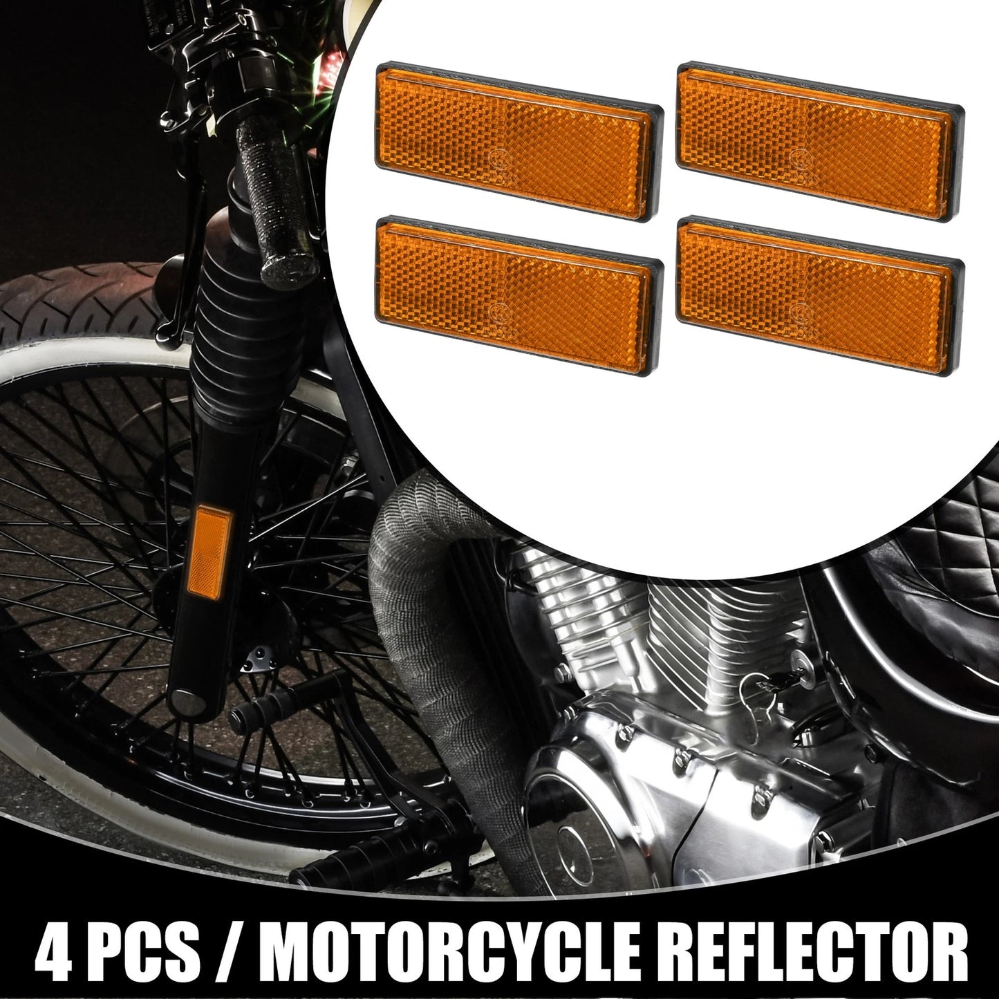 4pcs 3.46x1.26 Universal Reflector Motorcycle Reflector Orange for Bikes