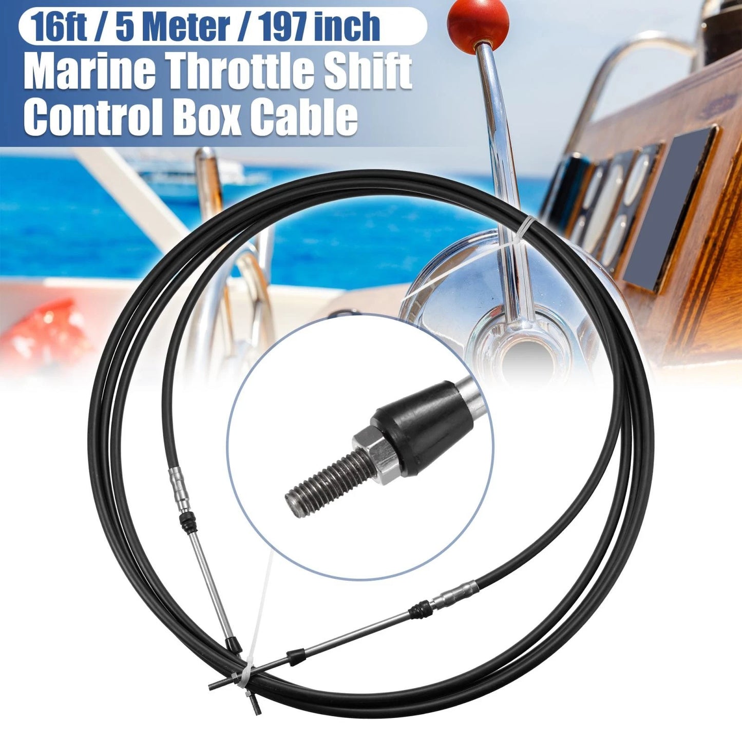 Marine Shift Remote Control Box Cable 16ft for Yamaha Black