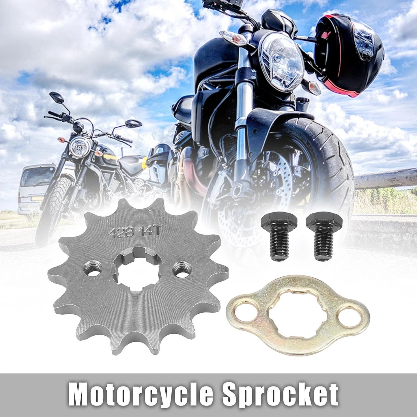 428 Chain 14T 17mm Titanium Tone Front Engine Sprocket for Dirt Bike