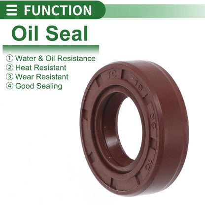 Oil Seal Rotary Shaft Seal FKM Rubber 19x35x10mm Brown 5 Pcs