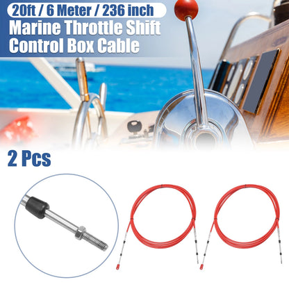 2 x Marine Throttle Shift Control Box Cable with Clevis Red for Boats