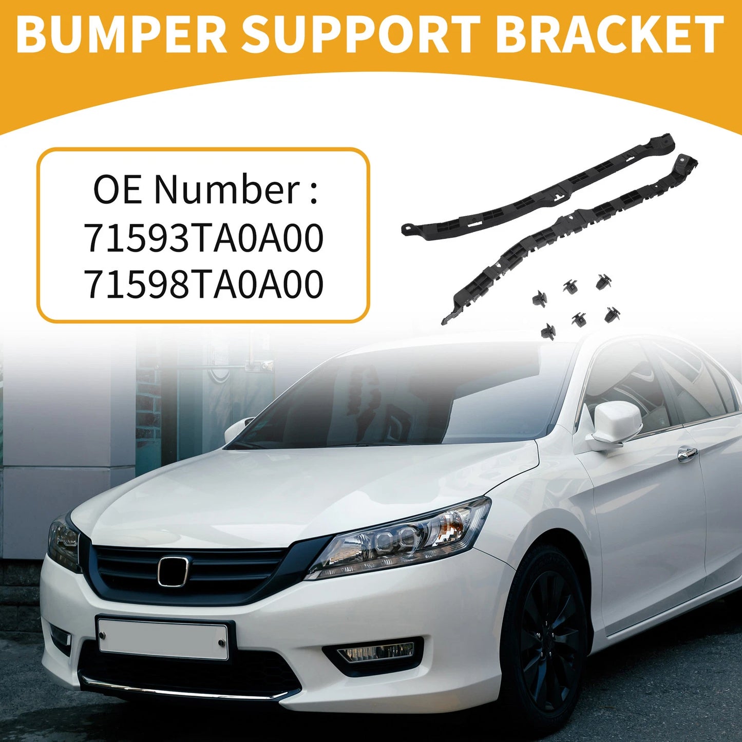 Rear Bumper Support Bracket for Honda Accord (2008-2012) 1 Pair Black