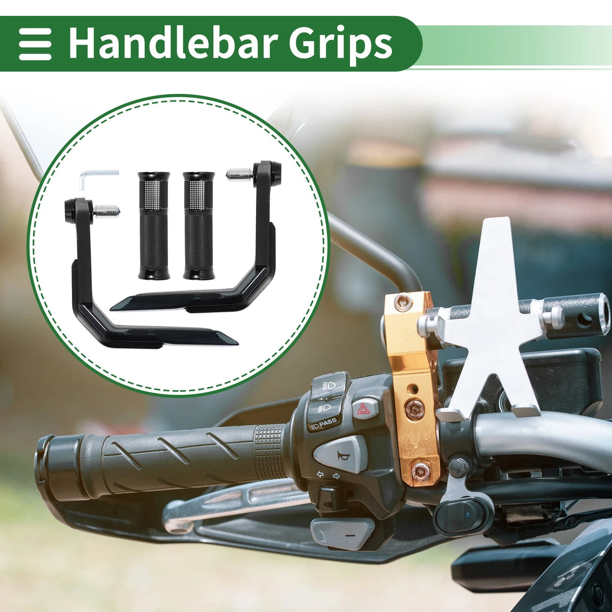 Grips Cover Kit for Handle Bar Throttle Aluminum Black Motorcycle