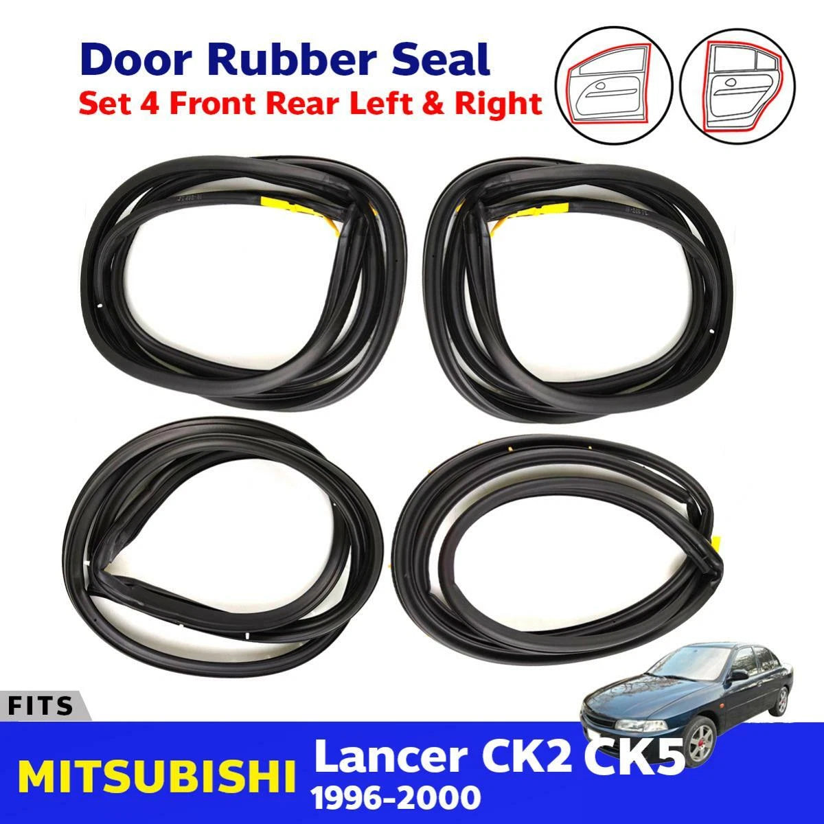 Door Rubber Weatherstrip Set 4 Fits Mitsubishi Lancer CK2 CK5 4D SED 1996-00