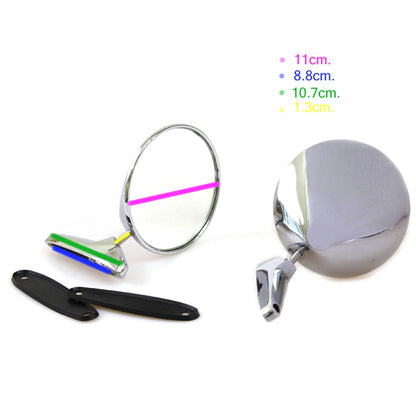 4 1/4" Round Stainless Fender Door Mirror x2 for Classic Cars LH/RH