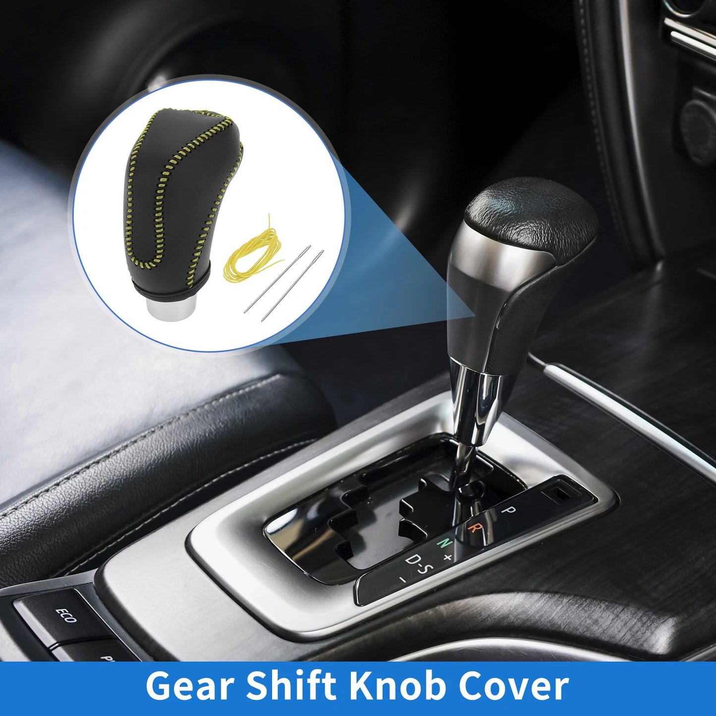 Subaru Impreza Gear Shift Knob Cover 2017-2023 Black Yellow Faux Leather