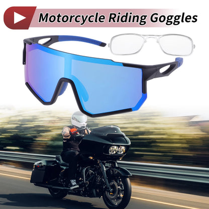 Motorcycle Riding Goggles Blue Lens Black Frame for Motorcycle Sunglasses