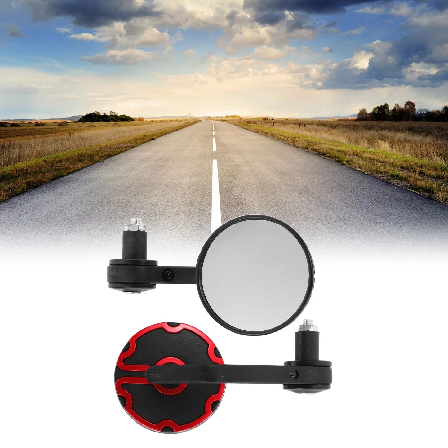 Rear View & Handlebar Mirrors Aluminum Plastic Black Red for Motorcycle