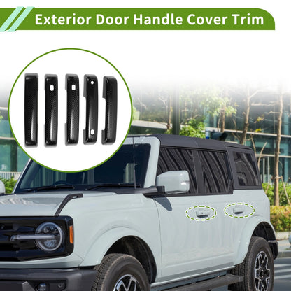 Carbon Fiber Black ABS Exterior Door Handle Cover Trim for Ford Bronco (2021-2025)