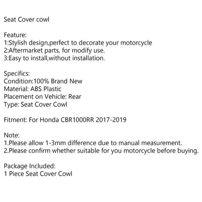 ABS SeatCowl Cover for Honda CBR 1000RR (2017-2024)