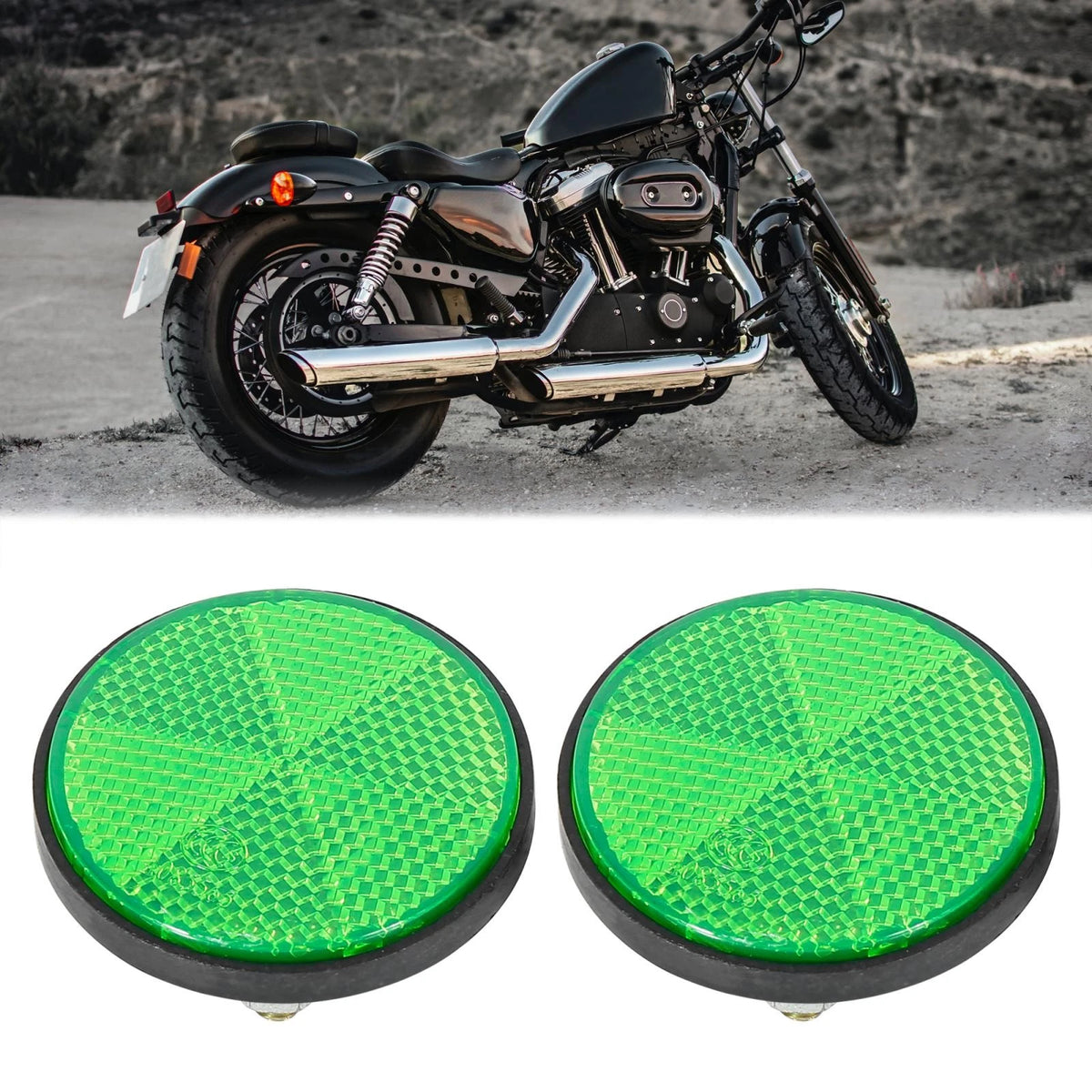Pair / M6x1.0 / Green Universal Screw Mount Warning Reflector for Motorcycle Bike