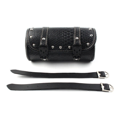 Leather Motorcycle Tool Bag for Universal Fork Handlebar Saddlebag Roll