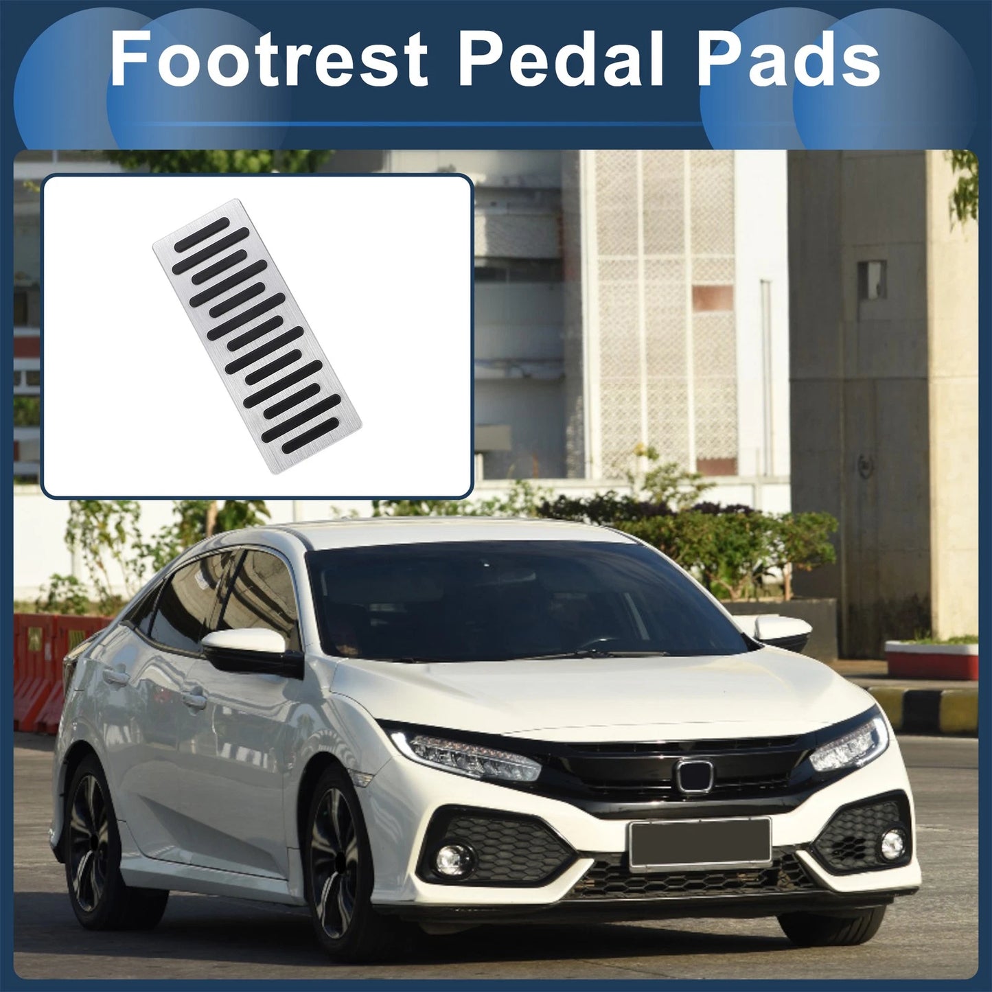 Footrest Pedal Cover for Honda Civic (2006-2009) - Aluminum Alloy Silver Tone