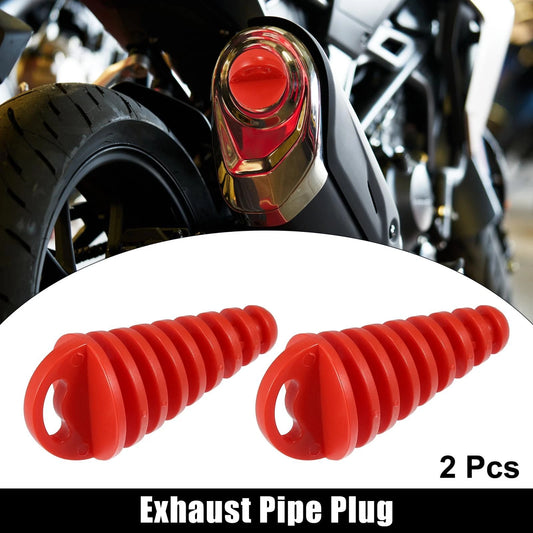 Silencer Exhaust Pipe Plug 2 x 15-38mm Rubber Red for Motorcycle
