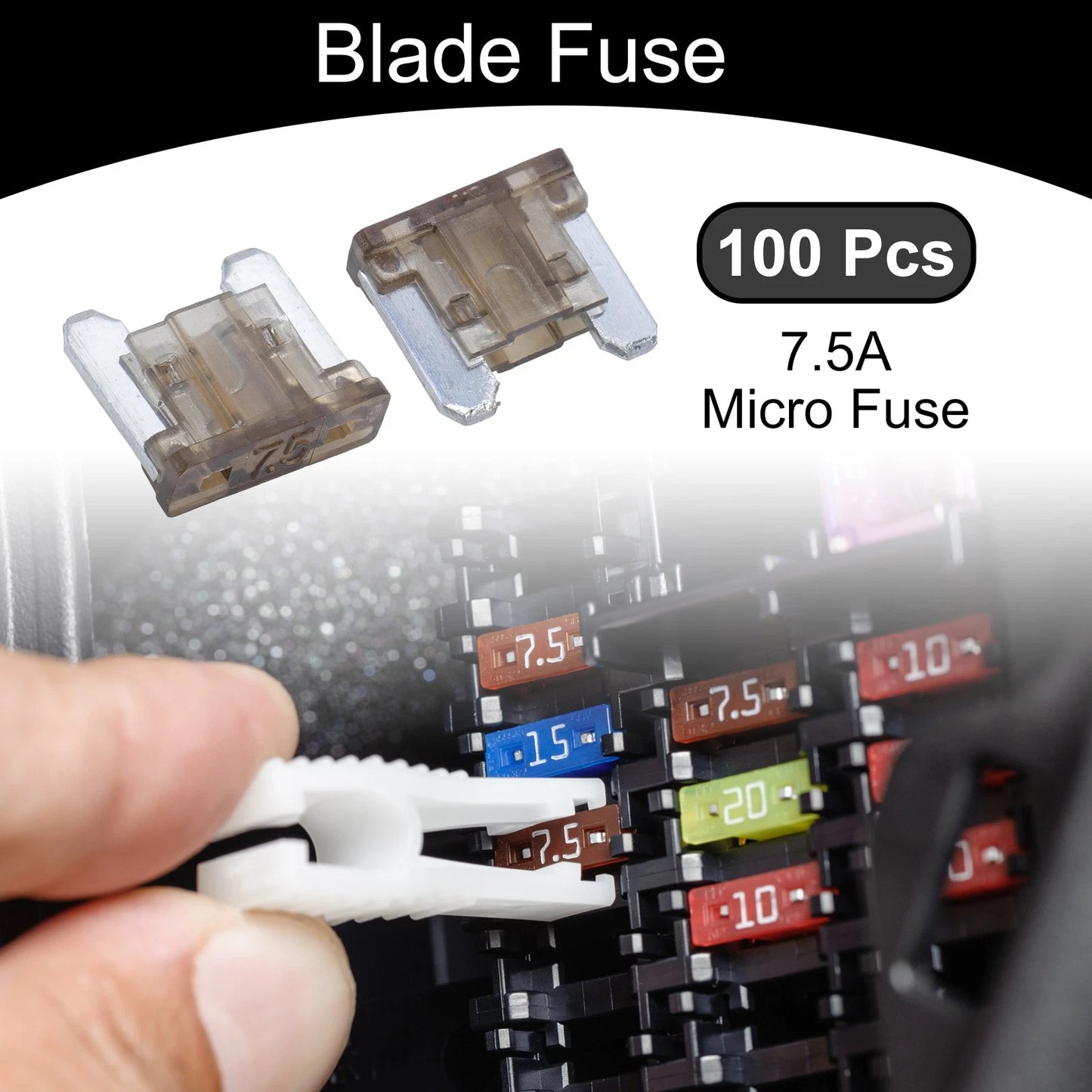 100 Pcs Micro Fuse 7.5A Blade Fuse for Car Boat Truck RV Motorcycle