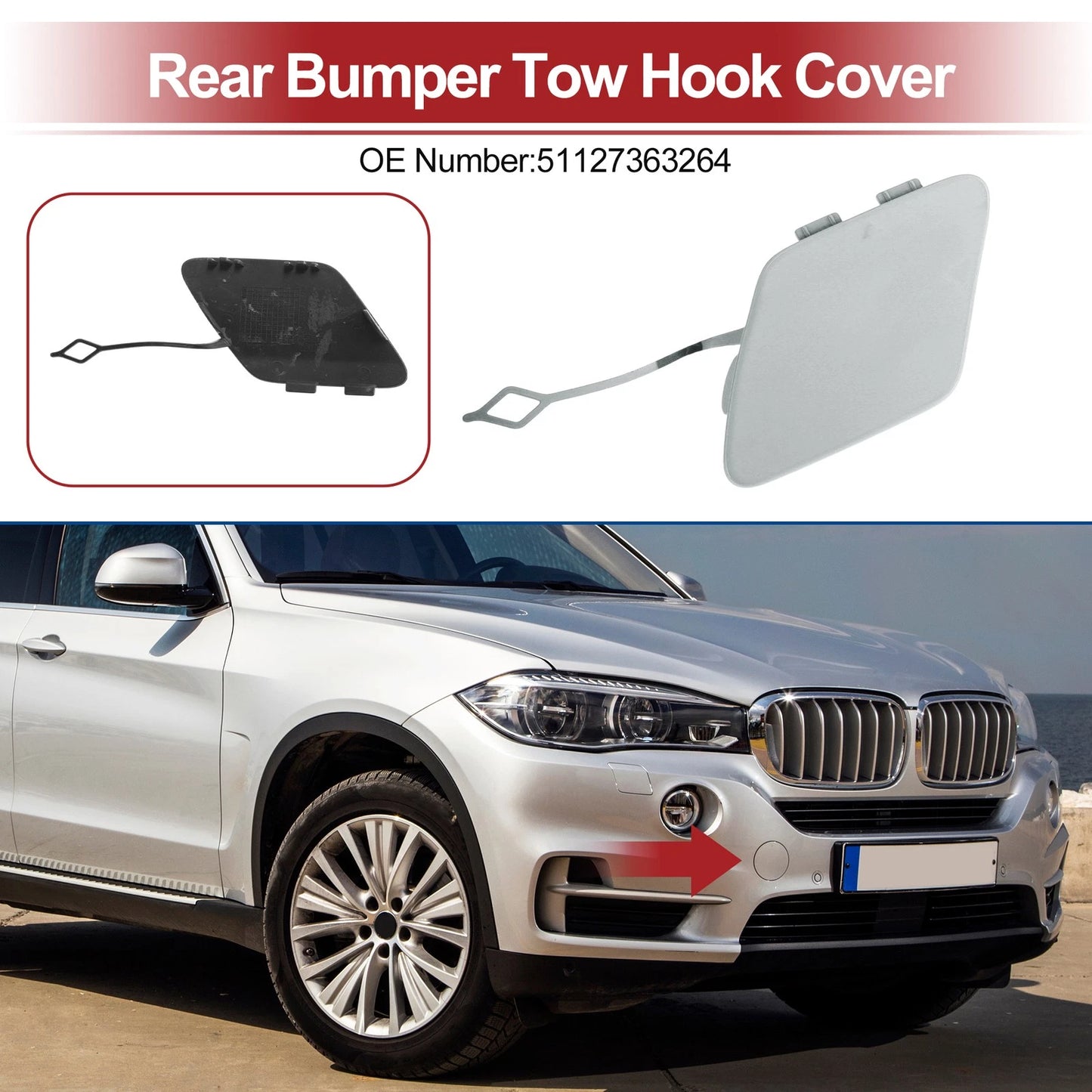 Tow Hook Cover for BMW 428i (2014 - 2016) Silver Tone