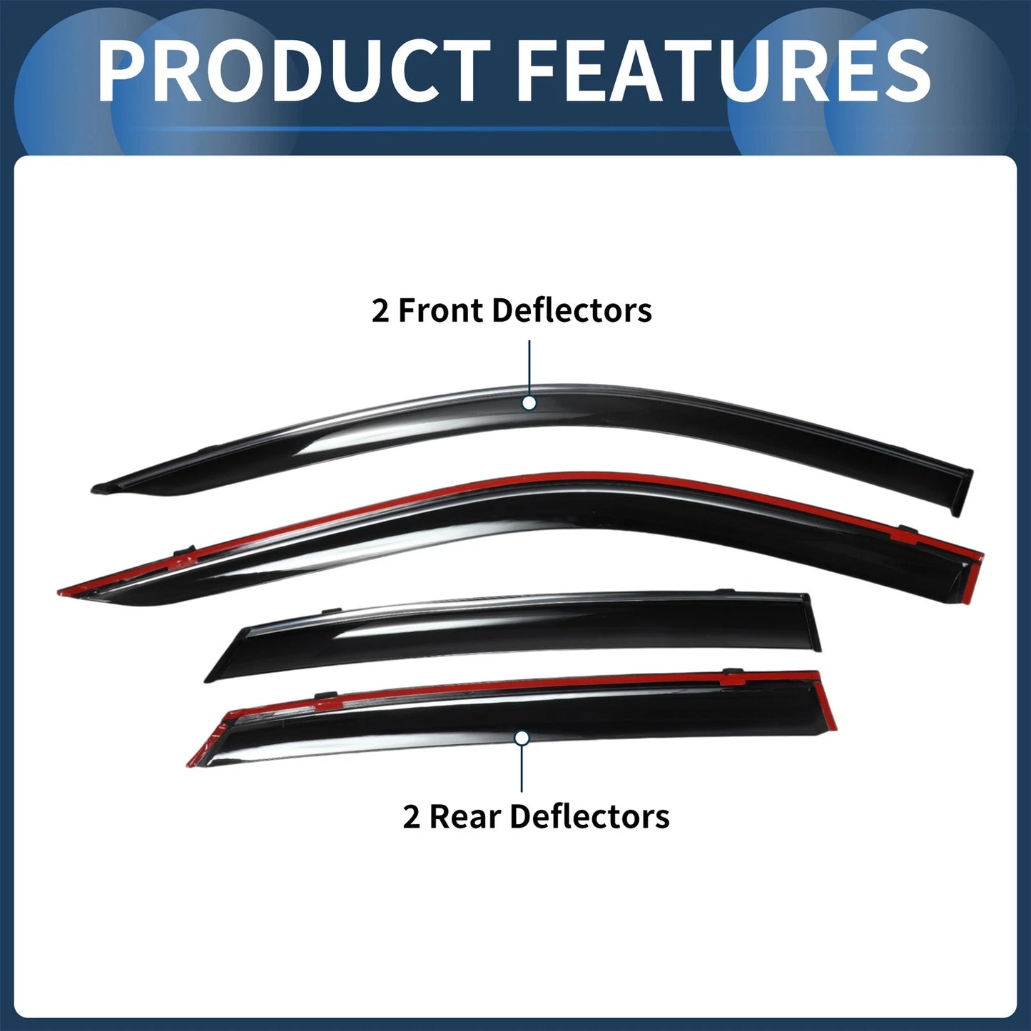 Window Deflectors for Honda Civic Sedan 2022 Side Vent Visors Black 1 Set