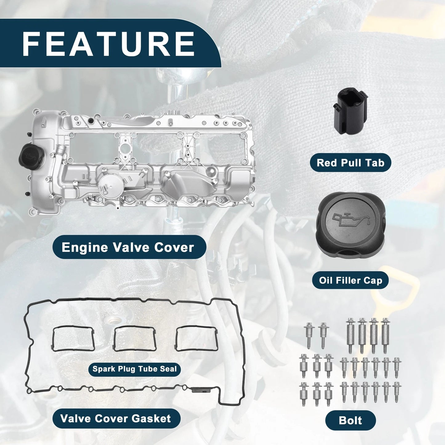 Engine Valve Cover with Gasket for BMW 135is (2013) - Silver Tone