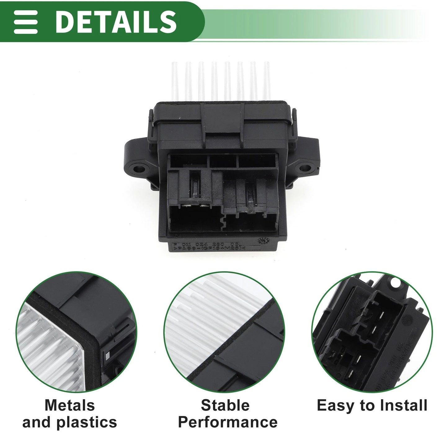 HVAC Blower Motor Resistor for Ford Mondeo (2013) - Black Silver Tone