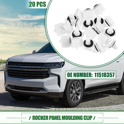 20 Pcs Rocker Panel Clips for Chevrolet Avalanche White (2007-2013)