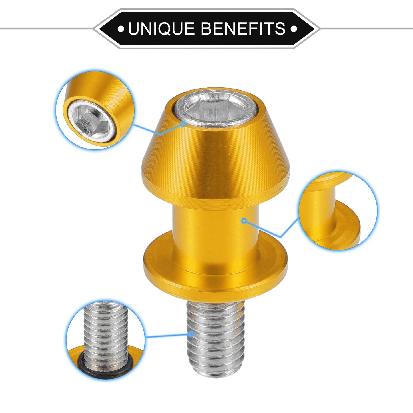 1 Pair Swingarm Spools 10mm CNC Gold Tone Sliders for Motorbike