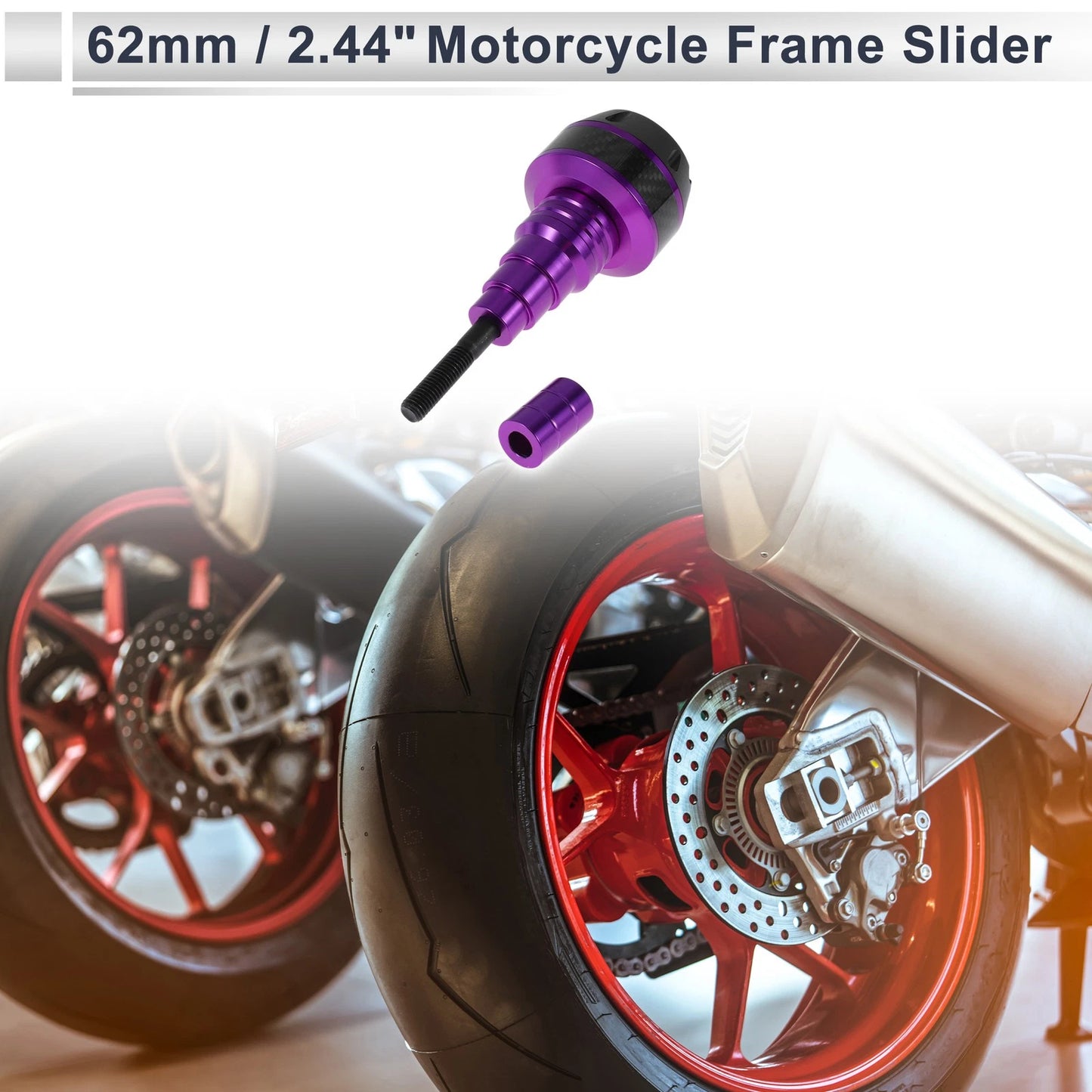 20mm Aluminum Alloy Plastic Motorcycle Slider Frame Purple Real Carbon Fiber
