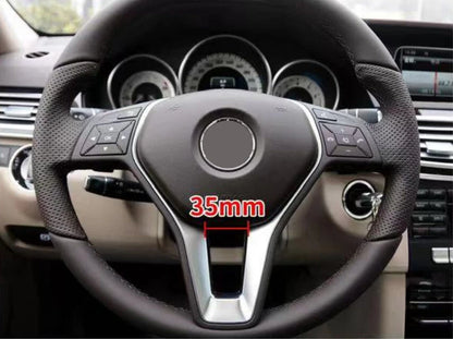 35mm Black & Chrome Steering Wheel Cover for Mercedes A/B/C/E Class (2012-2019)