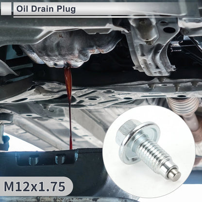 Set M12x1.75 1.59" Height Engine Oil Drain Plug with Gasket for Car/Motorcycle