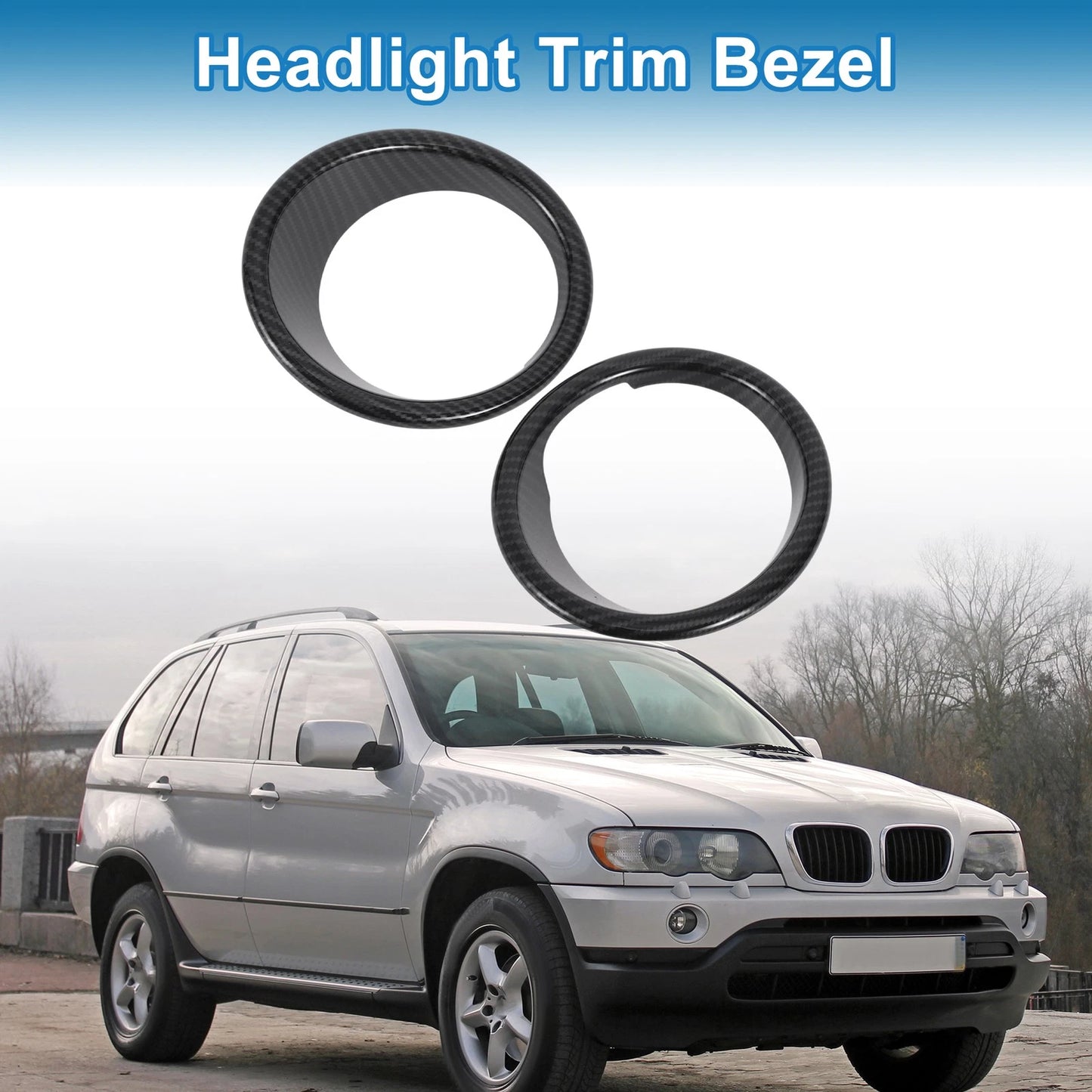 2 x Car Front Left Right Headlight Trim Bezels for BMW X5 (2014-2018)