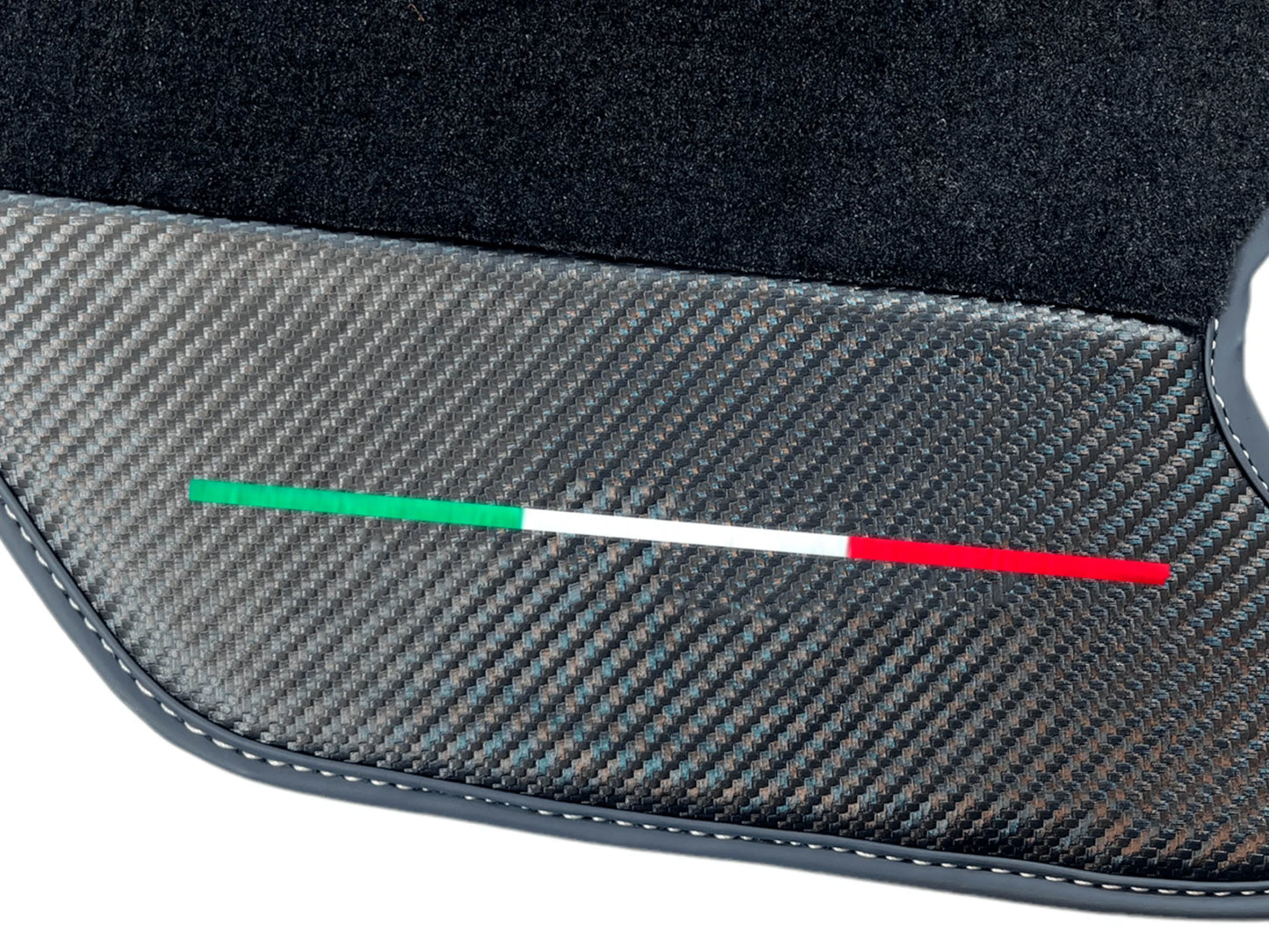 Black Floor Mats for Ferrari F430 2004-2009 - Carpet, Carbon Fiber, Leather