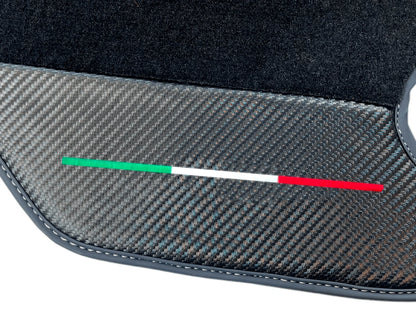 Black Floor Mats for Ferrari F430 2004-2009 - Carpet, Carbon Fiber, Leather