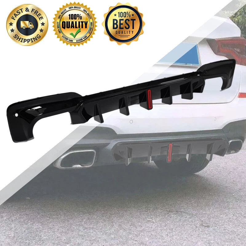 Gloss Black Rear Diffuser Bumper Lip with LED Light for BMW G01 LCI (2017-2021)