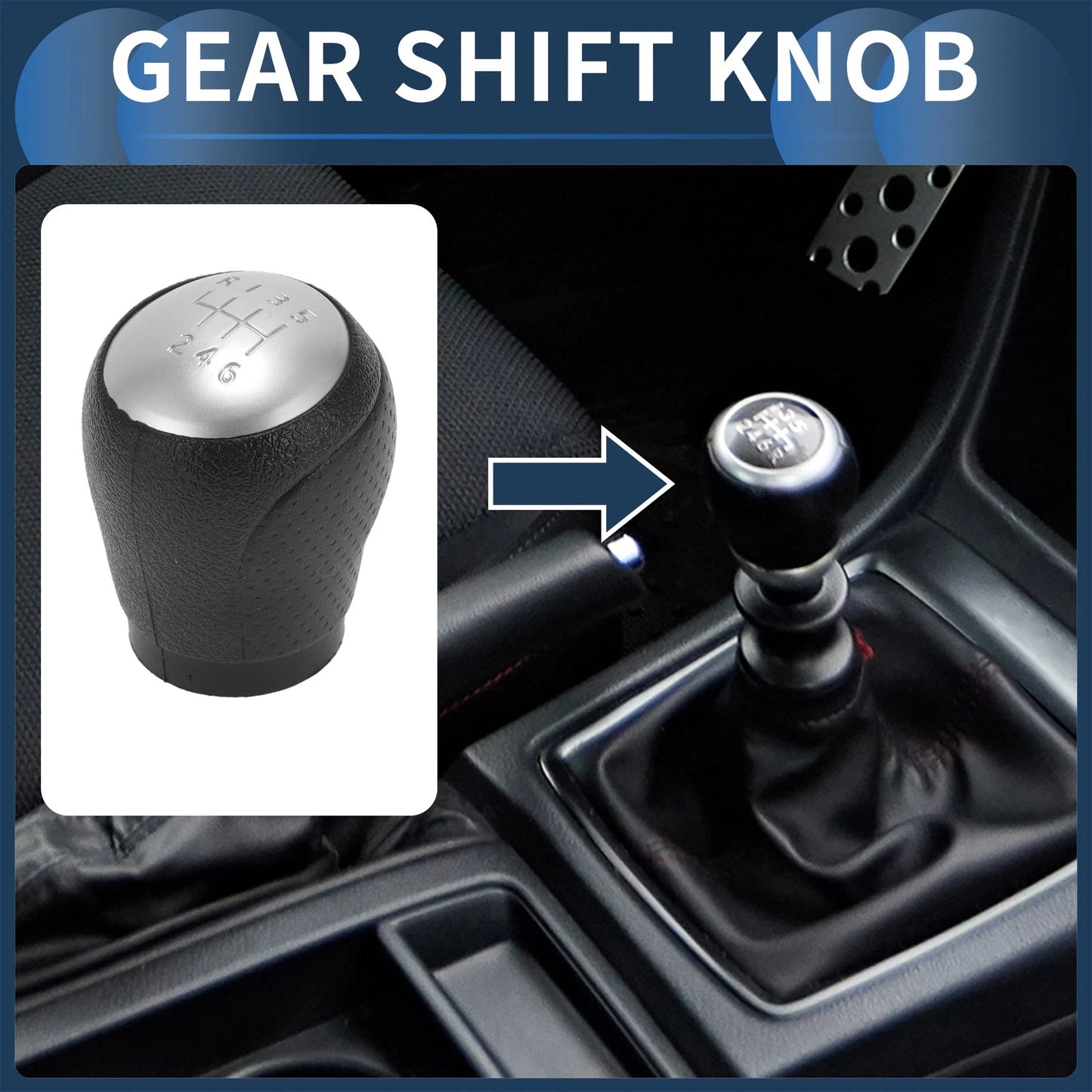 6 Speed Gear Shift Knob for Nissan Juke 2011-2013 Black Silver Tone