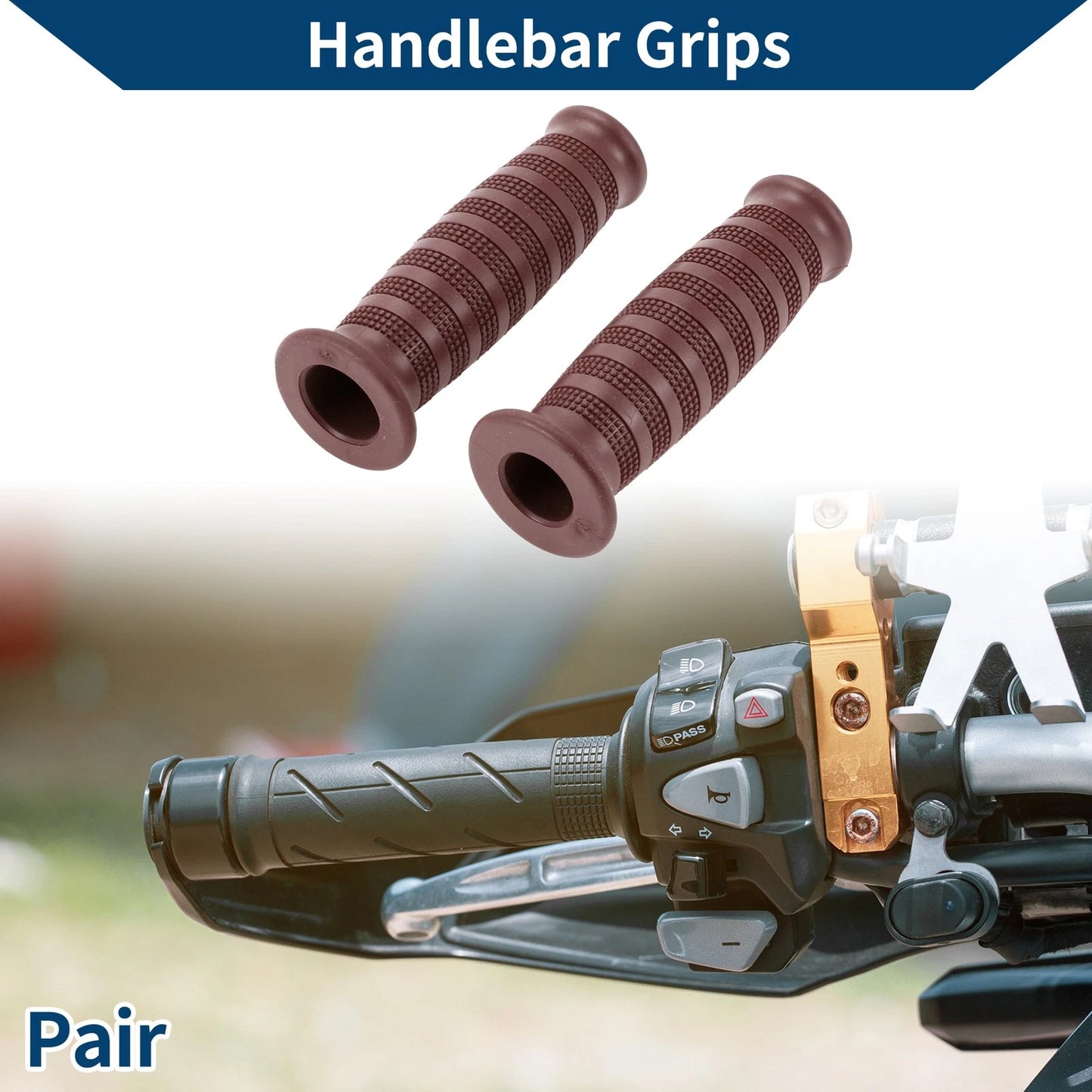 Grip Cover / 7/8 22mm / Motorcycle Hand Grips Rubber Brown 1 Pair