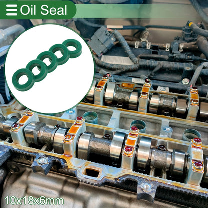 Oil Seal Rotary Shaft Seal TPU 10x18x6mm High-Pressure Green 5 Pcs